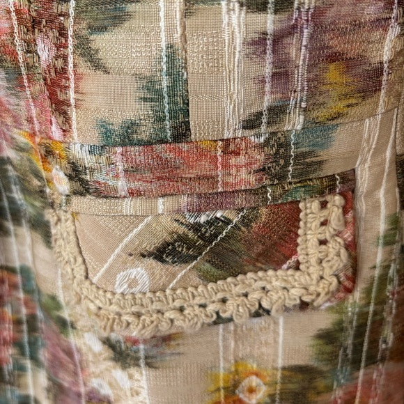 Floral Tapestry Blazer Size 10 Debbie Shuchat Collection - Picture 4 of 5